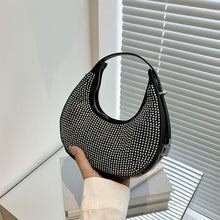 Load image into Gallery viewer, Fashion Niche Shoulder Bag Versatile Diamond Embellished Shiny Underarm Bag PU Leather Handbag for Women
