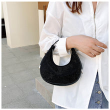 Load image into Gallery viewer, Fashion Niche Shoulder Bag Versatile Diamond Embellished Shiny Underarm Bag PU Leather Handbag for Women
