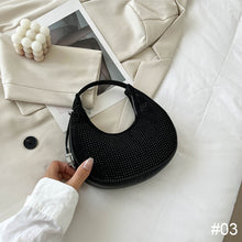 Load image into Gallery viewer, Fashion Niche Shoulder Bag Versatile Diamond Embellished Shiny Underarm Bag PU Leather Handbag for Women
