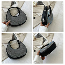 Load image into Gallery viewer, Fashion Niche Shoulder Bag Versatile Diamond Embellished Shiny Underarm Bag PU Leather Handbag for Women
