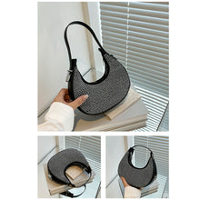 Load image into Gallery viewer, Fashion Niche Shoulder Bag Versatile Diamond Embellished Shiny Underarm Bag PU Leather Handbag for Women
