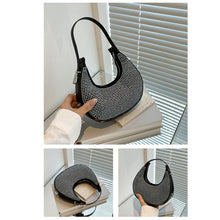 Load image into Gallery viewer, Fashion Niche Shoulder Bag Versatile Diamond Embellished Shiny Underarm Bag PU Leather Handbag for Women

