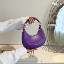Load image into Gallery viewer, Women Fashion Versatile Shoulder Bag Underarm Bag Chain Crossbody Bag Solid Color PU Leather Handbag
