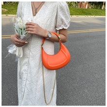 Load image into Gallery viewer, Women Fashion Versatile Shoulder Bag Underarm Bag Chain Crossbody Bag Solid Color PU Leather Handbag
