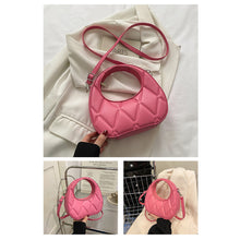 Load image into Gallery viewer, Temperamental Versatile Ribbed Handbag Crossbody Bag PU Leather Solid Color Comfortable Handbag for Women
