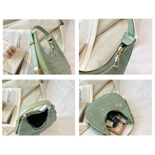 Load image into Gallery viewer, Women Fashion Retro Underarm Bag Shoulder Bag Simple Solid Color PU Leather Zipper Crescent Bag Handbag

