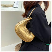 Load image into Gallery viewer, Women Fashion Retro Underarm Bag Shoulder Bag Simple Solid Color PU Leather Zipper Crescent Bag Handbag
