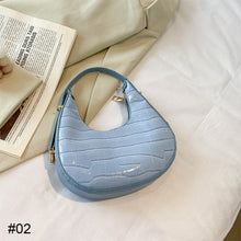 Load image into Gallery viewer, Women Fashion Retro Underarm Bag Shoulder Bag Simple Solid Color PU Leather Zipper Crescent Bag Handbag
