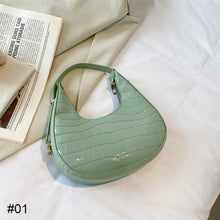 Load image into Gallery viewer, Women Fashion Retro Underarm Bag Shoulder Bag Simple Solid Color PU Leather Zipper Crescent Bag Handbag
