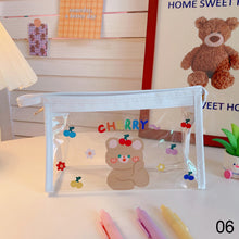 Load image into Gallery viewer, Ins Cute Bear Rabbit Fluffy Transparent Pencil Case Large Capacity Make Up Bag Plastic PVC Case Large Storage Bag
