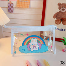 Load image into Gallery viewer, Ins Cute Bear Rabbit Fluffy Transparent Pencil Case Large Capacity Make Up Bag Plastic PVC Case Large Storage Bag
