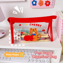 Load image into Gallery viewer, Ins Cute Bear Rabbit Fluffy Transparent Pencil Case Large Capacity Make Up Bag Plastic PVC Case Large Storage Bag
