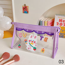 Load image into Gallery viewer, Ins Cute Bear Rabbit Fluffy Transparent Pencil Case Large Capacity Make Up Bag Plastic PVC Case Large Storage Bag
