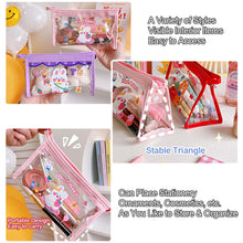 Load image into Gallery viewer, Ins Cute Bear Rabbit Fluffy Transparent Pencil Case Large Capacity Make Up Bag Plastic PVC Case Large Storage Bag

