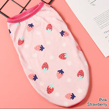 Load image into Gallery viewer, Summer Cute Fruit Print Pet Dog Vest Soft Cartoon Pattern Puppy T-shirts Comfortable for Cats Small Medium Dog

