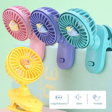 Load image into Gallery viewer, Portable Mini Hand Clip Fan USB Rechargeable Quiet Desktop Electric Fan High Quality Student Dormitory Small Cooling Fan
