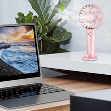 Load image into Gallery viewer, Portable USB Chargeable Mini Fan Handheld Fans with Base Summer Outdoor 3 Speed Adjustable Air Cooling Fan with Phone Holder
