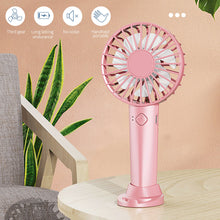 Load image into Gallery viewer, Portable USB Chargeable Mini Fan Handheld Fans with Base Summer Outdoor 3 Speed Adjustable Air Cooling Fan with Phone Holder
