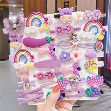 Load image into Gallery viewer, 14PCS/SET Girls Cute Cartoon Hair Clip Princess Headdress BB Candy Color Bobby Pin Fashion Accessories
