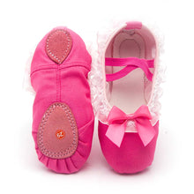 Load image into Gallery viewer, Kid Girls Children Ballet Dance Shoes Women Adult Lace Bow-knot Canvas Soft Sole Ballet Shoes Ballet Slippers
