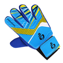 Load image into Gallery viewer, 1Pair Latex Professional Kid's Soccer Goalkeeper Gloves Soccer Goalie Gloves Strong Full Finger Protection Gloves Football Match Gloves

