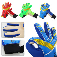 Load image into Gallery viewer, 1Pair Latex Professional Kid's Soccer Goalkeeper Gloves Soccer Goalie Gloves Strong Full Finger Protection Gloves Football Match Gloves
