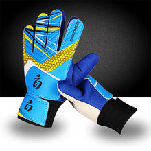 Load image into Gallery viewer, 1Pair Latex Professional Kid's Soccer Goalkeeper Gloves Soccer Goalie Gloves Strong Full Finger Protection Gloves Football Match Gloves

