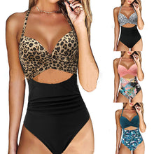 Load image into Gallery viewer, Woman One Piece Swimsuit Halter Cut Out High Waist Beachwear Push Up Swimwear Women Bathing Suit
