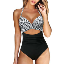 Load image into Gallery viewer, Woman One Piece Swimsuit Halter Cut Out High Waist Beachwear Push Up Swimwear Women Bathing Suit
