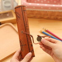 Load image into Gallery viewer, Retro Treasure Map Roll Pencil Case PU Leather Big Capacity Pen Bag Makeup Brush Pouch Pencilcase School Stationery Supplies
