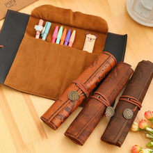 Load image into Gallery viewer, Retro Treasure Map Roll Pencil Case PU Leather Big Capacity Pen Bag Makeup Brush Pouch Pencilcase School Stationery Supplies
