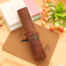 Load image into Gallery viewer, Retro Treasure Map Roll Pencil Case PU Leather Big Capacity Pen Bag Makeup Brush Pouch Pencilcase School Stationery Supplies
