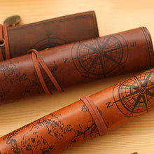 Load image into Gallery viewer, Retro Treasure Map Roll Pencil Case PU Leather Big Capacity Pen Bag Makeup Brush Pouch Pencilcase School Stationery Supplies
