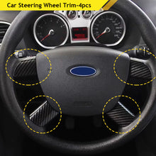 Load image into Gallery viewer, 4Pcs/set Carbon Fiber Car Steering Wheel Panel Sequins Cover Trim Stainless Steel Accessories for Ford Focus 2 Mk2 2005-2012

