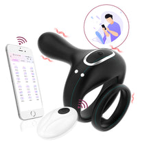 Load image into Gallery viewer, Penis Vibrating Ring Rechargeable Lock Essence Ring Massage Vibrate Penis Multi-frequency Delay Ejaculation Male Silicone Sex Toy
