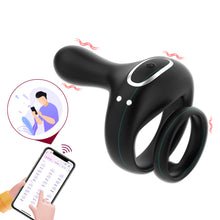 Load image into Gallery viewer, Penis Vibrating Ring Rechargeable Lock Essence Ring Massage Vibrate Penis Multi-frequency Delay Ejaculation Male Silicone Sex Toy
