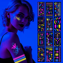 Load image into Gallery viewer, Fluorescent Creative Flower Face Arm Face Tattoo Sticker Waterproof Lover Lip Print Arm Sweatproof Tattoo Stickers

