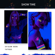 Load image into Gallery viewer, Fluorescent Creative Flower Face Arm Face Tattoo Sticker Waterproof Lover Lip Print Arm Sweatproof Tattoo Stickers
