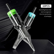 Load image into Gallery viewer, 10pcs Disposable Semi Permanent Tattoo Cartridge Needle RL RM M1 Tattoo Pen Machine Universal Short Needle Eyebrow Tattoo Needle
