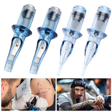 Load image into Gallery viewer, 10pcs Disposable Semi Permanent 0.35mm Purple Tattoo Needle RL RM M1 RS Tattoo Pen Machine Universal Short Needle Eyebrow Tattoo Needle
