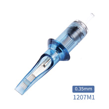 Load image into Gallery viewer, 10pcs Disposable Semi Permanent 0.35mm Purple Tattoo Needle RL RM M1 RS Tattoo Pen Machine Universal Short Needle Eyebrow Tattoo Needle
