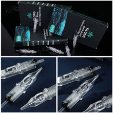 Load image into Gallery viewer, 10pcs Disposable Semi Permanent 0.35mm Purple Tattoo Needle RL RM M1 RS Tattoo Pen Machine Universal Short Needle Eyebrow Tattoo Needle
