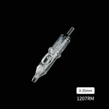 Load image into Gallery viewer, 10pcs Disposable Semi Permanent 0.35mm Purple Tattoo Needle RL RM M1 RS Tattoo Pen Machine Universal Short Needle Eyebrow Tattoo Needle
