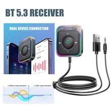 Load image into Gallery viewer, Car Adapter Bluetooth 5.3 Enhanced Dual Mics ENC Noise Cancellation 3.5mm AUX Adapter Bluetooth Wireless Receiver Audio Player
