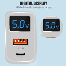 Load image into Gallery viewer, PD 20W USB Charger Digital Display Fast Charging Charger Quick Charge 3.0 For iPhone 14 13 Xiaomi Samsung Phone Charge Adapter
