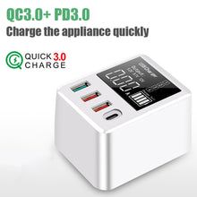 Load image into Gallery viewer, 40W USB Wall Charger 4 Port With LED Display,QC3.0 PD3.0 USB Fast Charger For iPhone iPAD Huawei Xiaomi Samsung
