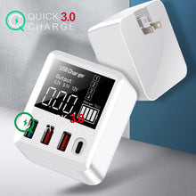 Load image into Gallery viewer, 40W USB Wall Charger 4 Port With LED Display,QC3.0 PD3.0 USB Fast Charger For iPhone iPAD Huawei Xiaomi Samsung
