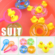 Load image into Gallery viewer, 5Pcs/set Baby Floating Duck Bath Toys Mini Swimming Rings Rubber Yellow Ducks Fishing Net Washing Swimming Toddler Toys
