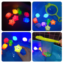 Load image into Gallery viewer, Baby Bath Toys Cute Luminous Floating Animals Swimming Water Light Play Fun Bathroom Bathtub Fishing Net Toy for Kids Gift
