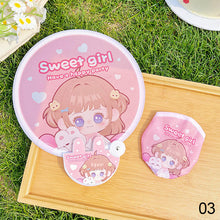 Load image into Gallery viewer, Portable Folding Round Fan With Handle Cartoon Mini Fan Comfortable Grip Fabric Smooth Edges Folding Hand Fan for Home
